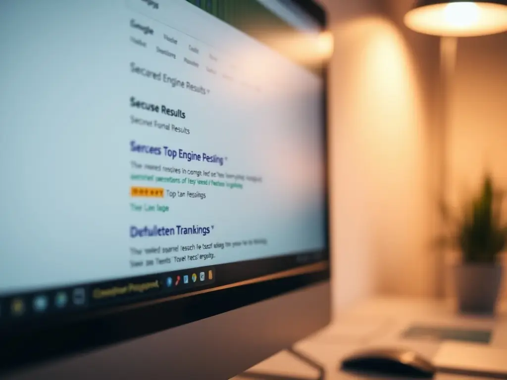 A search engine results page (SERP) showing a website ranking high in search results, emphasizing the benefits of SEO-friendly markup.